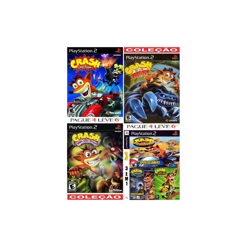 Crash Bandicoot Ps2 Coleção (6 Jogos 4 Dvds) Patch - Nitro