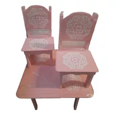 Juego De Mesa Y 2 Sillas Infantil Pintada Decorada