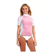 Akona Rash Guard Manga Corta (akuv091) - Rosa / Blanco - X-l