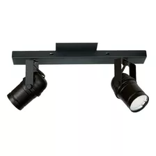 Aplique Barral Riel 2 Luces Spot Led Led Pared O Techo Negro