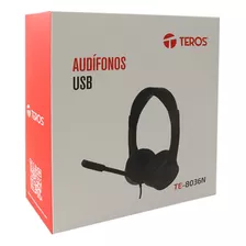 Audífono Headset Teros Te-8036n Usb Negro