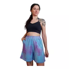 Short Mujer Oversize Batik Y Lisos Rustico De Algodon