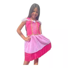 Fantasia Princesa Vestido Infantil Bela Rosa Pink Festa 