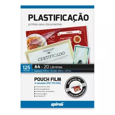 Plástico Para Plastificação 125 Micras A4 02359 Spiral