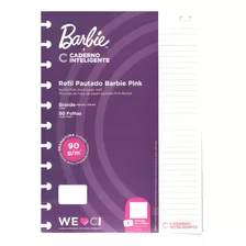 Refil Caderno Inteligente Pautado Barbie Pink Grande Cor Branco