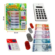 Brinquedo Banco Divertido Com Dinheiro + Calculadora + 56pçs