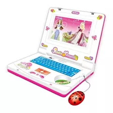 Laptop Notebook Infantil Educativo Com Mouse Luz Sons Rosa