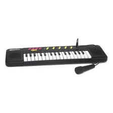 Piano Teclado Pop Infantil Musical Com Microfone - Wellmix Cor Preto