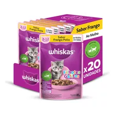 Pack Ração Úmida Whiskas Para Gatos Filhotes Sachês Sabor Frango Ao Molho 85g - Caixa Com 20 Unidades