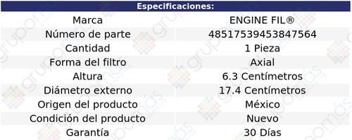 Filtro De Aire Engine Fil Toyota Tercel L4 1.5l 1990 Foto 2