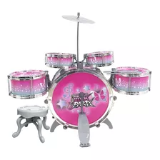 Bateria Instrumento Infantil Rock Party C/ Banquinho E Pedal