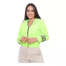 Jaqueta Blusa Neon Corta Vento C/ Capuz Feminino Casaco Frio