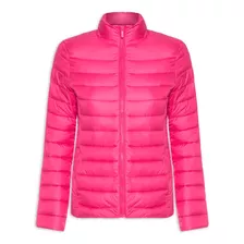 Jaqueta Básica Feminina Puffer Hering Com Forro Inverno Rosa