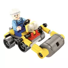 Bloco Montar Time Construção Compatível Lego Rolo Compressor