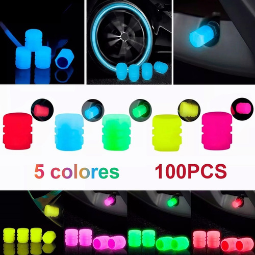 100 Tapas Fluorescentes Para Válvula De Neumático, Cubo De R