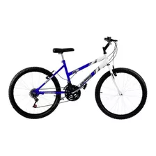 Bicicleta De Passeio Ultra Bikes Bike Aro 24 Bicolor 18 Marchas Freios V-brakes Cor Azul/branco