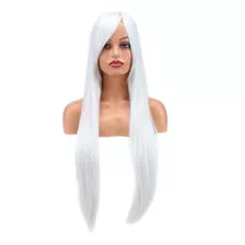 Peruca Orgânica Longa 80cm Branco Fantasia Cosplay 