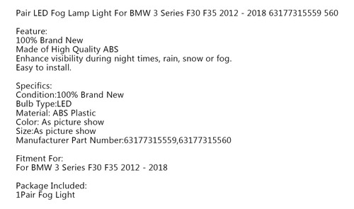 Luz Led Neblinera Para Bmw Serie 3 F30 F35 2012-2018 Foto 4