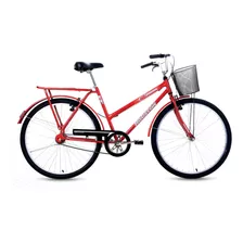 Bicicleta Bike Aro 26 Houston Onix Com Cesta Modelo Fv Vb Cor Vermelha