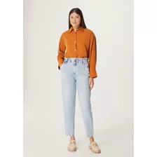 Calça Jeans Feminina Cintura Alta Slouchy - Azul Hering