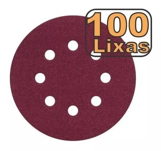 Disco Lixa Com 8 Furos Mtx 5 Polegadas Kit 100 Lixas