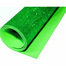Kit 10 Folhas Eva Emborrachado Com Glitter 40 X 48cm Verde