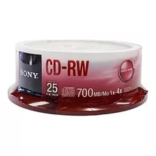 Cono X 25 Discos Cd-rw Regrabable De 700mb 4x 80min Sony