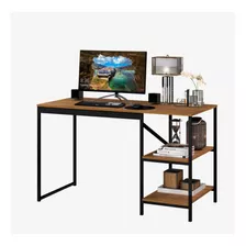 Mesa Industrial Para Escritório Slim Bers Preto E Canela