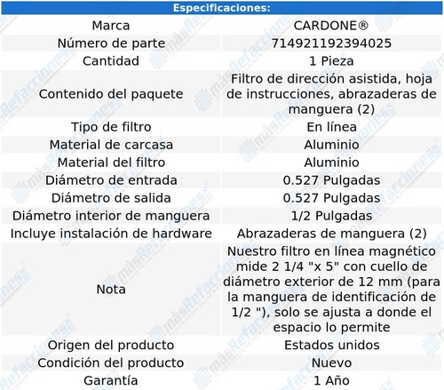 Filtro Direccin Hidrulica Saturn Astra 08 Cardone Foto 5