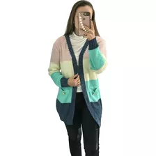 Kimono Cardigan Tricot Tricolor Brilho Modas