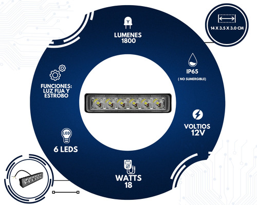 Faro De 6 Led Barra Epistar Linea (par) Con Estrobo Foto 2