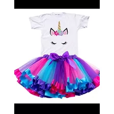 Falda Unicornio Tutu Con Polera 