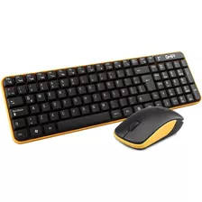 Teclado Y Mouse Inalámbrico Ghia Negro Y Amarillo 2.4ghz