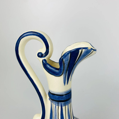 Jarra De Porcelana Pintada À Mão Azul Floral Vintage Azul 3