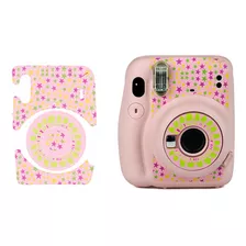 Adesivo Para Câmera Instax Mini 11 Estrelas Fundo Rosa 