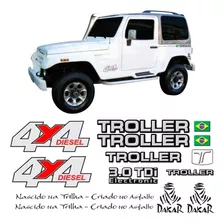 Kit Adesivos Emblema Troller T4 4x4 Diesel 3.0 Tdi 2008 Completo Carro Branco Tlr063