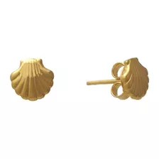 Brinco De Mini Concha Pequeno Banhado Em Ouro 18k