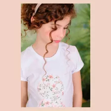 T-shirt Feminina Infantil Bordado Floras Petit Cherie 004