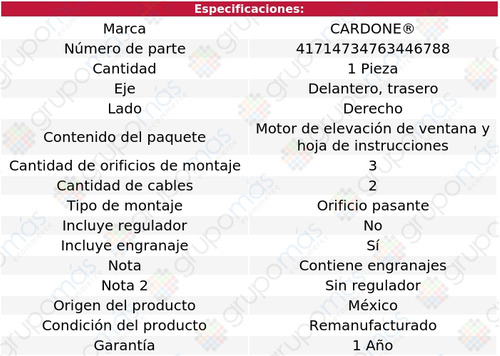 1 Motor Elevacin Vidrio Del O Tras Der Xg350 02 Al 05 Foto 5