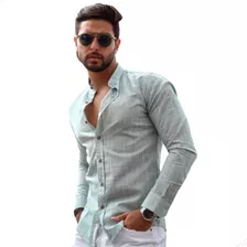 Camisas De Linho Masculinas De Alta Qualidade Pronta Entrega