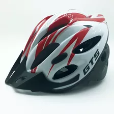 Capacete Com Sinalizador Led Ciclismo Bike Vermelho Gtstec