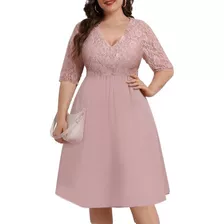 Vestido Plus Size Festa Curto Soltinho Casamento Rose Renda