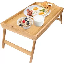 Greenco Bamboo Foldable Breakfast Table Laptop Desk Bed