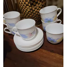 Tazas Y Platillos Floral Arcopal France Años 80s