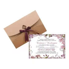 100 Convites + 100 Envelopes Casamento Luxo 15x21 Cm 21 X 15