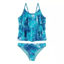 Traje De Baño Teens Niña Tankini H2o Wear Tie Dye Azul C/vue