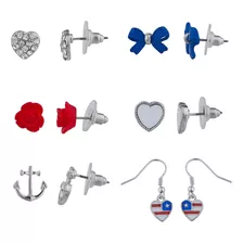 Lux Accessories Aretes De Tuerca Americanos Con Ancla De Flo