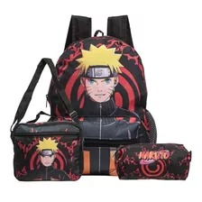 Kit Mochila Escolar Costas Naruto + Estojo + Lancheira