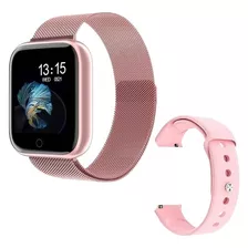 Relógio Inteligente Smartwatch Touch P80 Rosa C/ 2 Pulseiras