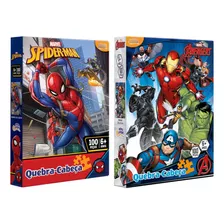 Kit Quebra Cabeças 100 Pçs Avengers + Homem Aranha - Toyster